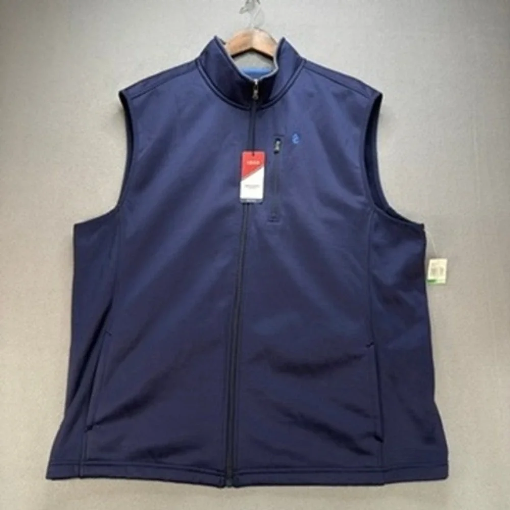 IZOD Spectator Fleece Full Zip Vest Outerwear Big & Tall Mens L Tall Blue NWT